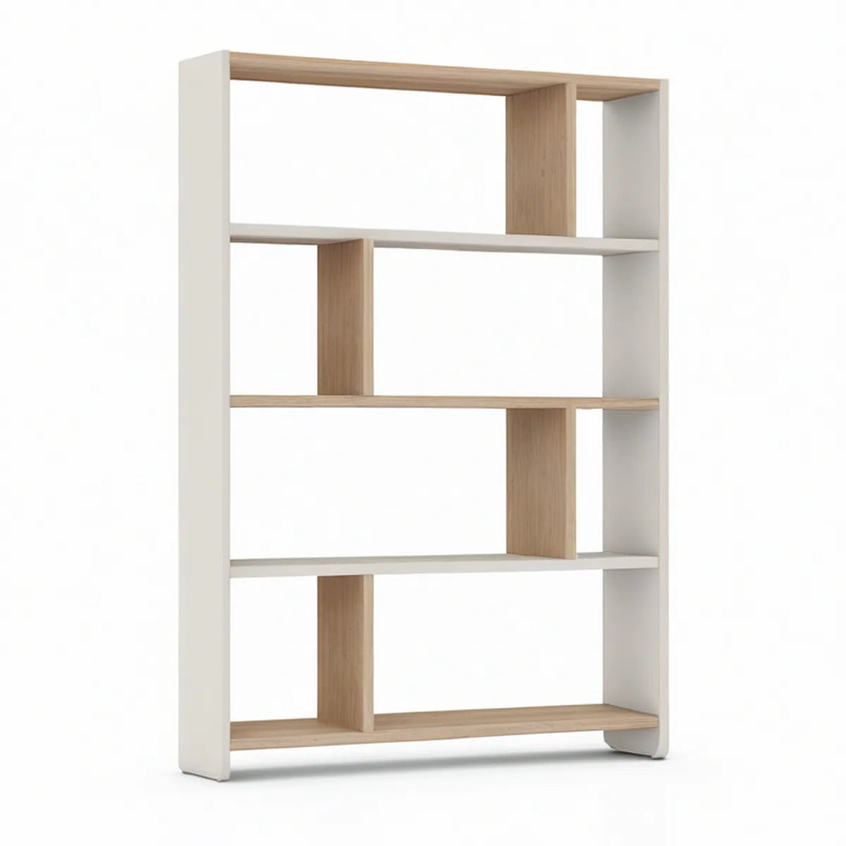 Freestanding Open Bookcase, 31.5 x 11.8 x 70.9 in, Engineered Wood, White and Natural Oak