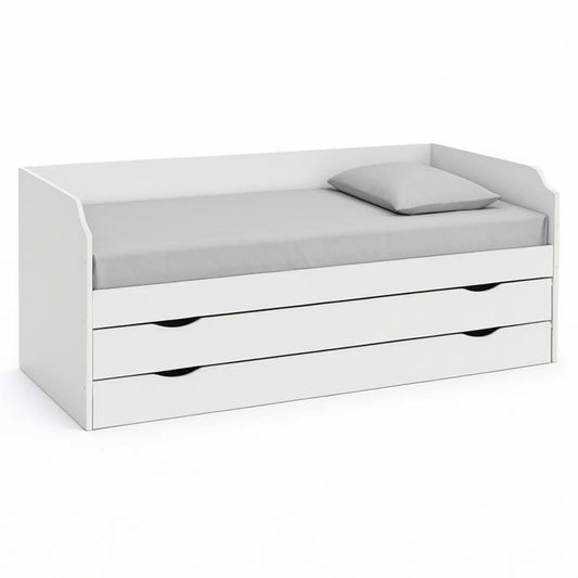 White Twin Daybed Frame with 2 Storage Drawers, 77.6 x 41.3 x 31.5 in