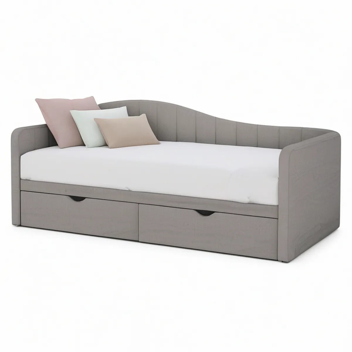 Twin Gray Upholstered Daybed with 2 Storage Drawers, 78 x 41 x 34 in
